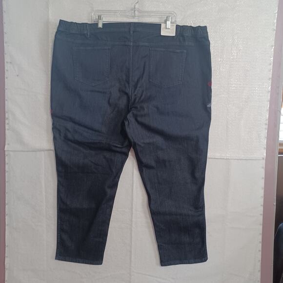 J. JILL AUTHENTIC FIT SLIM ANKLE Jeans Size 28W Dark Wash Denim Embroidered NEW - Picture 2 of 9